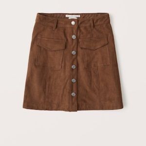 NWT Abercrombie & Fitch Vegan Suede Button-Through Mini Skirt